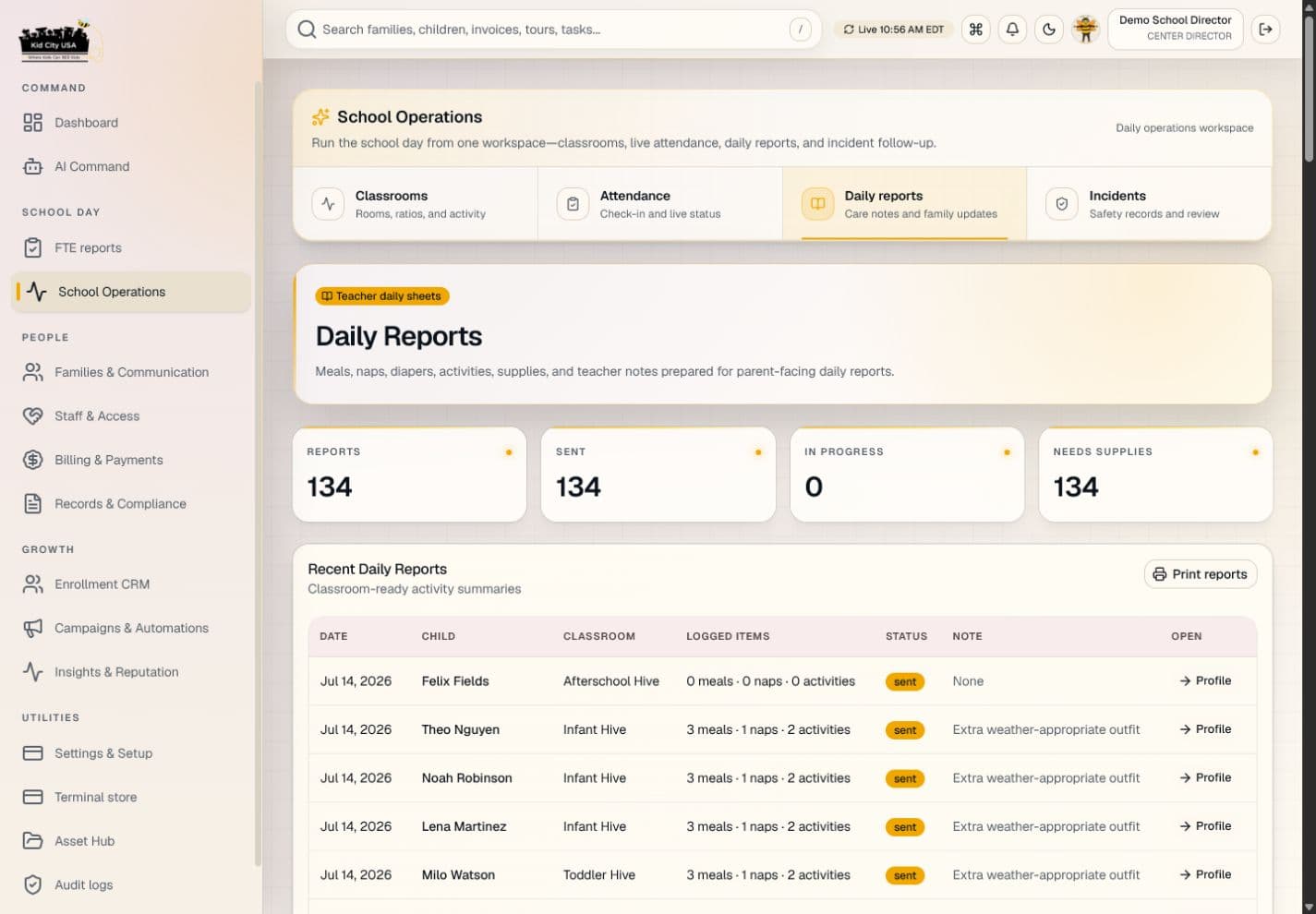 The BEE Suite director dashboard on a laptop