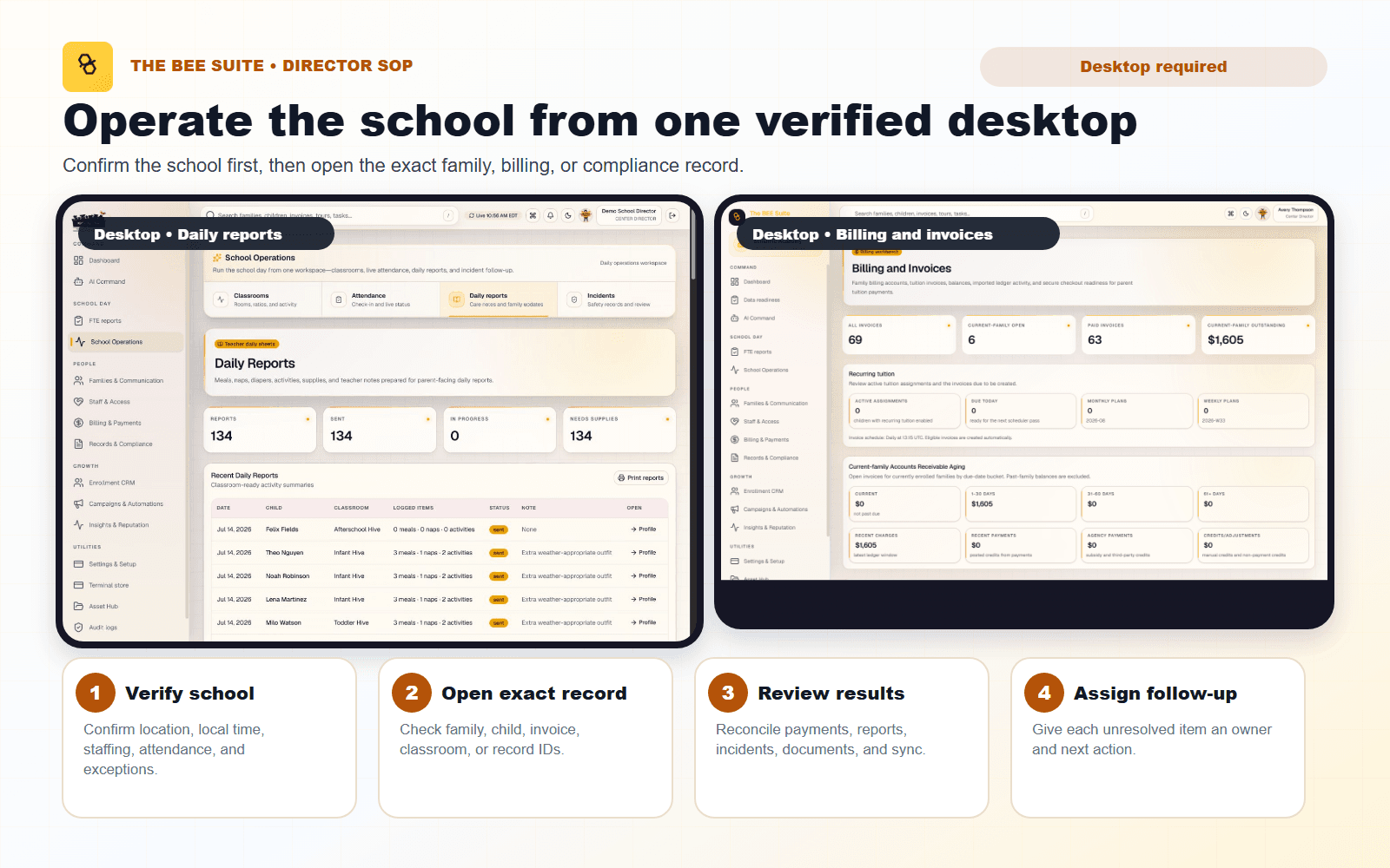 Current director desktop daily reports and billing operations guide